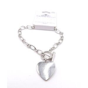 Crystal Avenue‎ Heart Charm Toggle Bracelet NWT